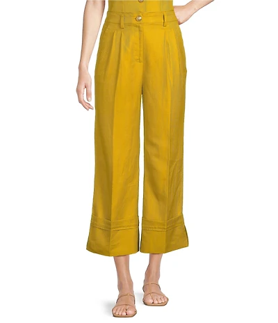 A Loves A Woven High Rise Pleated Wide Leg Pointed Cuff Coordinating Trousers