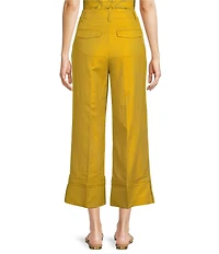 A Loves A Woven High Rise Pleated Wide Leg Pointed Cuff Coordinating Trousers