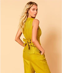 A Loves A Woven High Rise Pleated Wide Leg Pointed Cuff Coordinating Trousers
