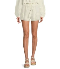 A Loves A Woven Lace High Rise Tassel Drawstring Coordinating Shorts