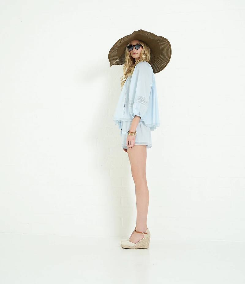 A Loves A Woven Lace High Rise Tassel Drawstring Coordinating Shorts