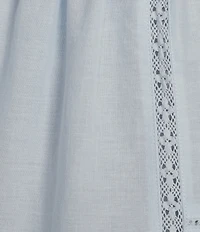 A Loves A Woven Lace Straight Neck Sleeveless Spaghetti Strap Flounce Coordinating Camisole Top