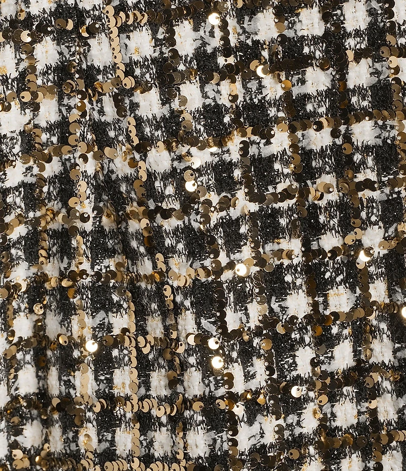 A Loves A Woven Metallic Houndstooth Crew Neck Sleeveless A-Line Coordinating Mini Dress