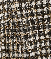 A Loves A Woven Metallic Houndstooth Crew Neck Sleeveless A-Line Coordinating Mini Dress