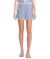 A Loves A Woven Ric Rac Trim Stripe Pull On Coordinating Shorts