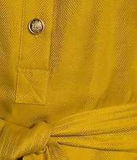 A Loves A Woven Ruched Crew Neck Short Bubble Sleeve Button Front Tie Waist Sheath Mini Dress