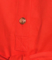 A Loves A Woven Ruched Crew Neck Short Bubble Sleeve Button Front Tie Waist Sheath Mini Dress