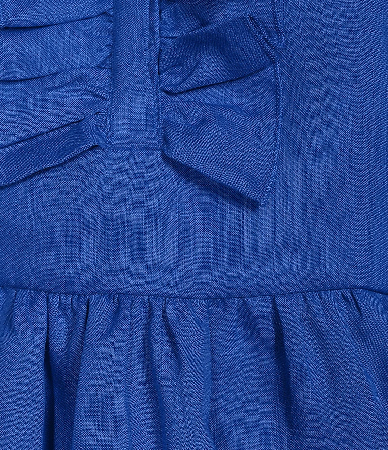 A Loves A Woven Ruffle Collar Split V-Neck Flutter Cap Sleeve Cropped Blouse