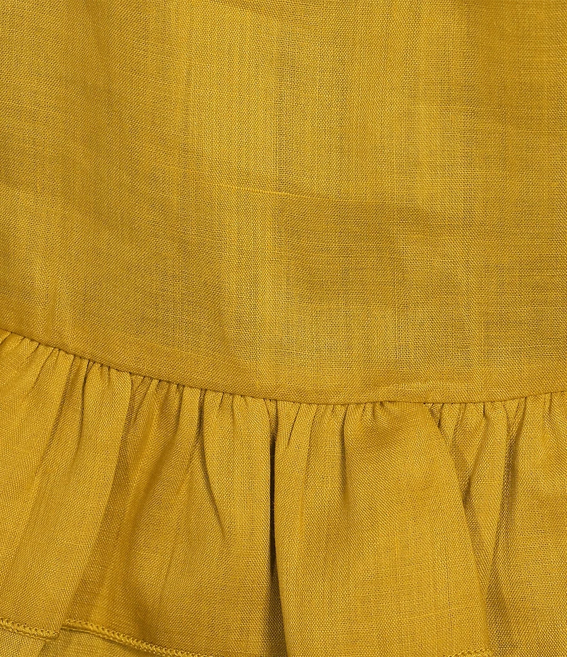A Loves A Woven Ruffle Split V-Neck Short Bubble Sleeve Cropped Flounce Blouse