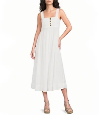 A Loves A Woven Square Neck Sleeveless A-Line Midi Dress