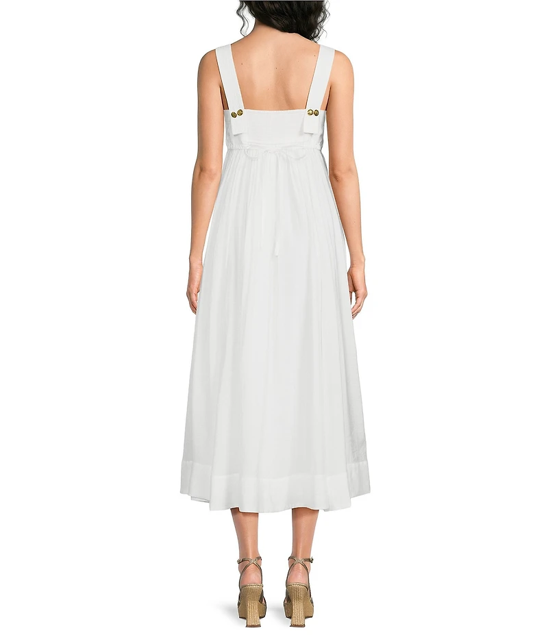 A Loves A Woven Square Neck Sleeveless A-Line Midi Dress