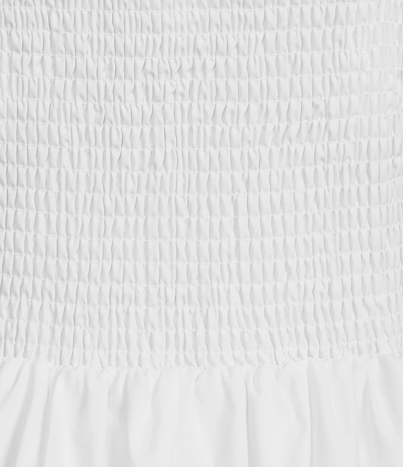 A Loves A Woven Square Neck Sleeveless Straps Drop Waist Smocked Backing Ruched Sides A-Line Maxi Dress