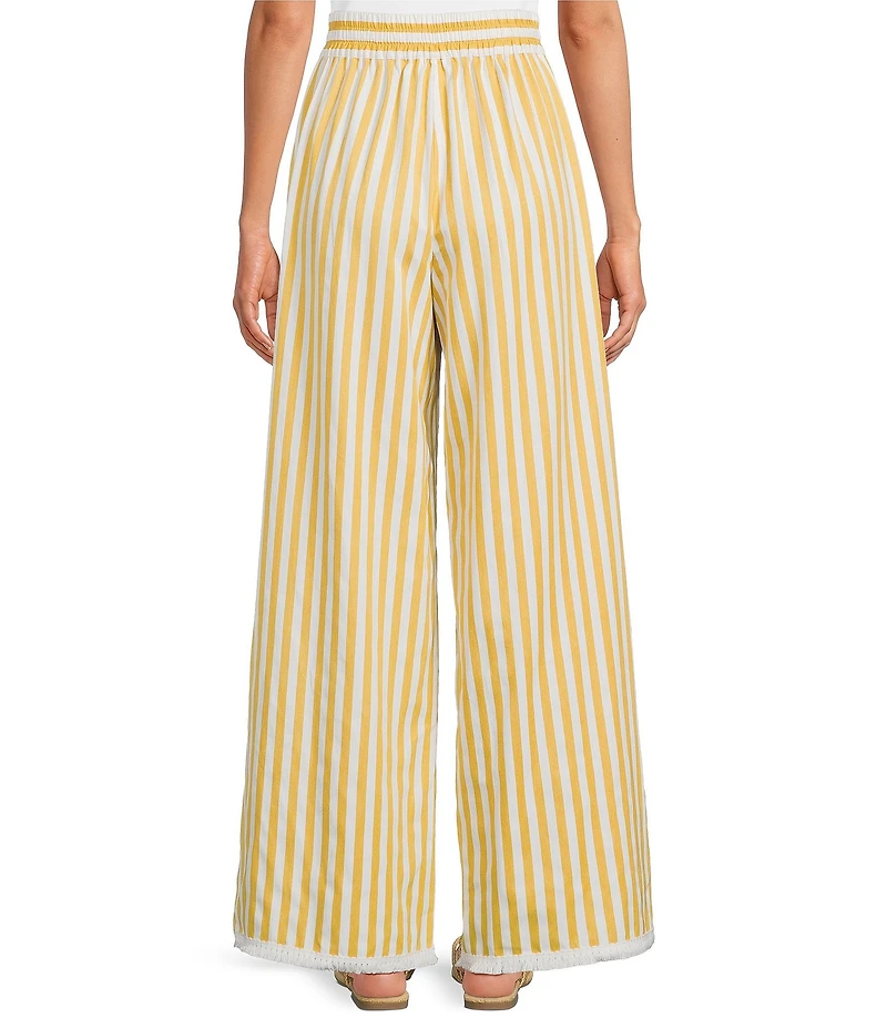 A Loves A Woven Stripe High Rise Tassel Tie Wide Leg Fringe Hem Coordinating Pants