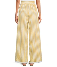 A Loves A Woven Stripe High Rise Tassel Tie Wide Leg Fringe Hem Coordinating Pants