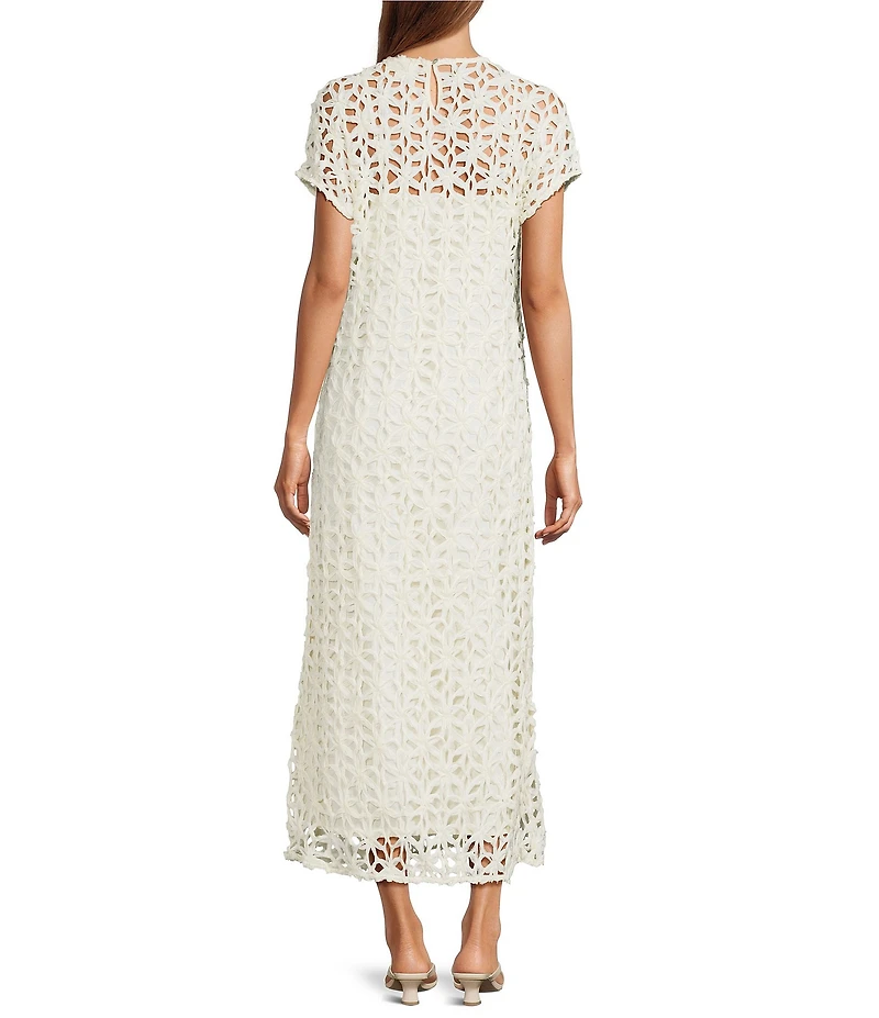 A.Ren Annecy Linen Blend Round Neck Short Sleeve Maxi Dress