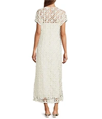 A.Ren Annecy Linen Blend Round Neck Short Sleeve Maxi Dress