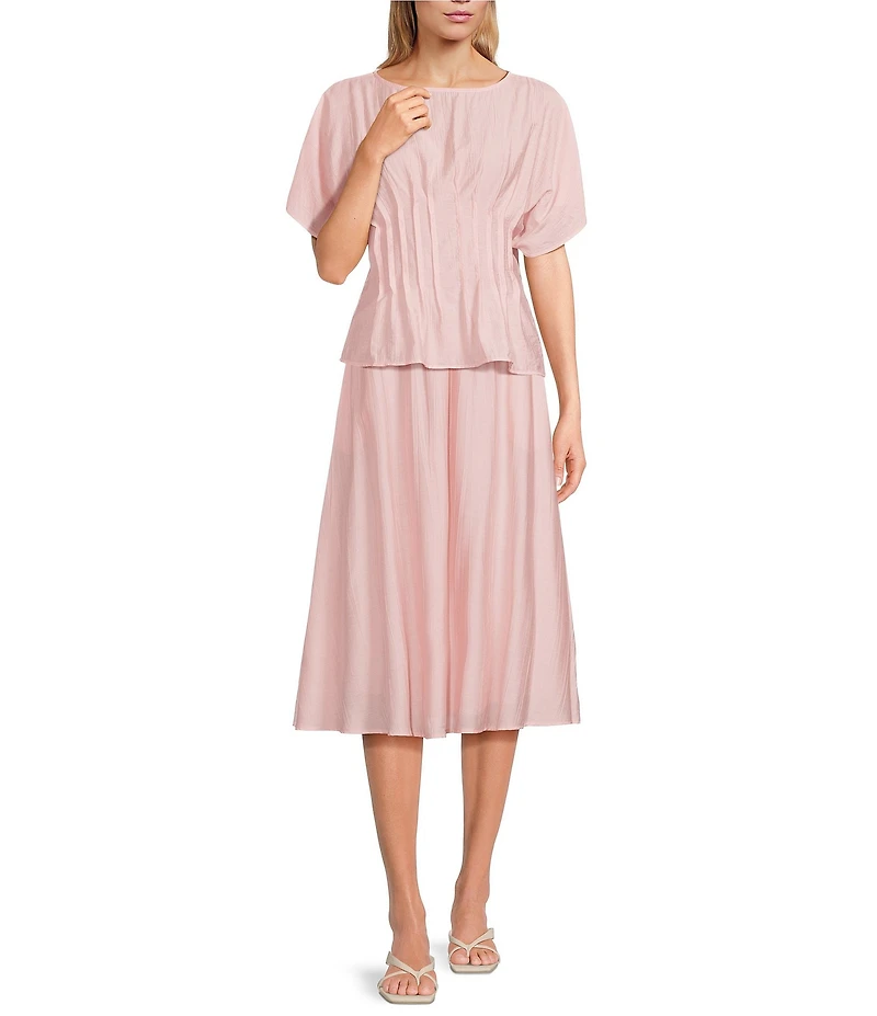 A.Ren Aurelia Coordinating Woven Pull-On Midi Skirt