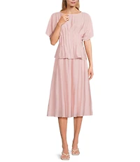 A.Ren Aurelia Coordinating Woven Pull-On Midi Skirt