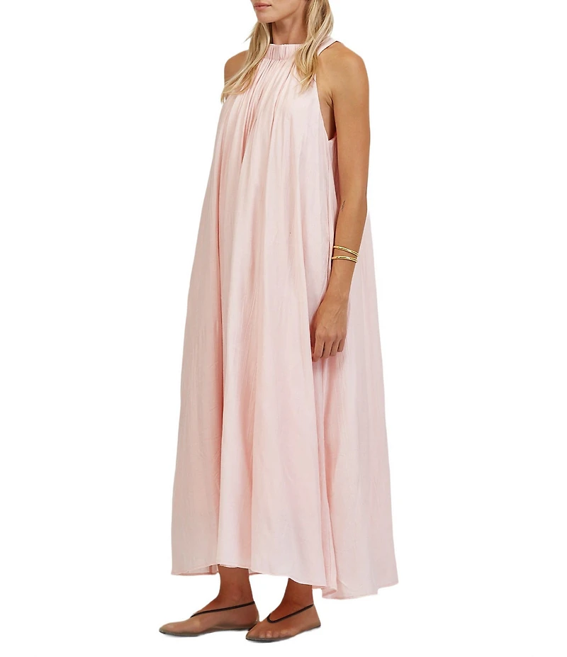 A.Ren Aurelia Round Neck Sleeveless Shirring Maxi Dress