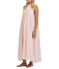 A.Ren Aurelia Round Neck Sleeveless Shirring Maxi Dress