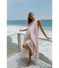 A.Ren Aurelia Round Neck Sleeveless Shirring Maxi Dress