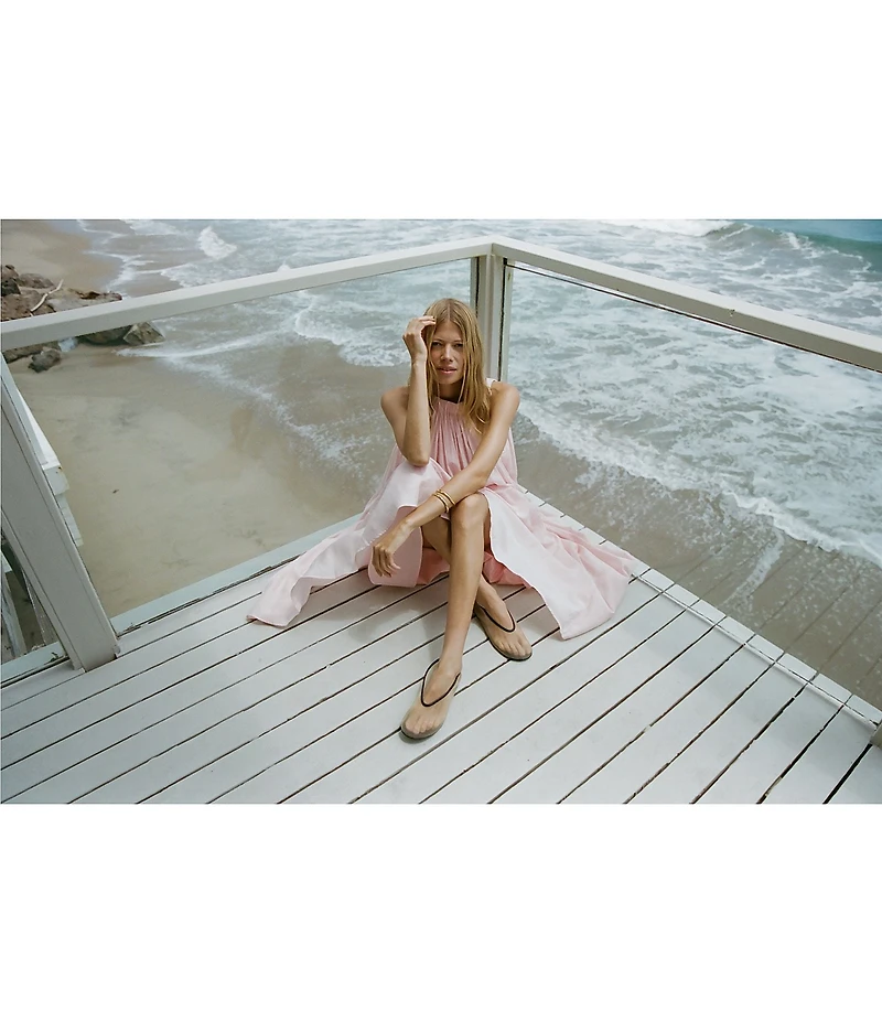 A.Ren Aurelia Round Neck Sleeveless Shirring Maxi Dress