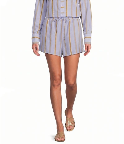 A.Ren Bryce Striped Wide Leg Coordinating Woven Shorts