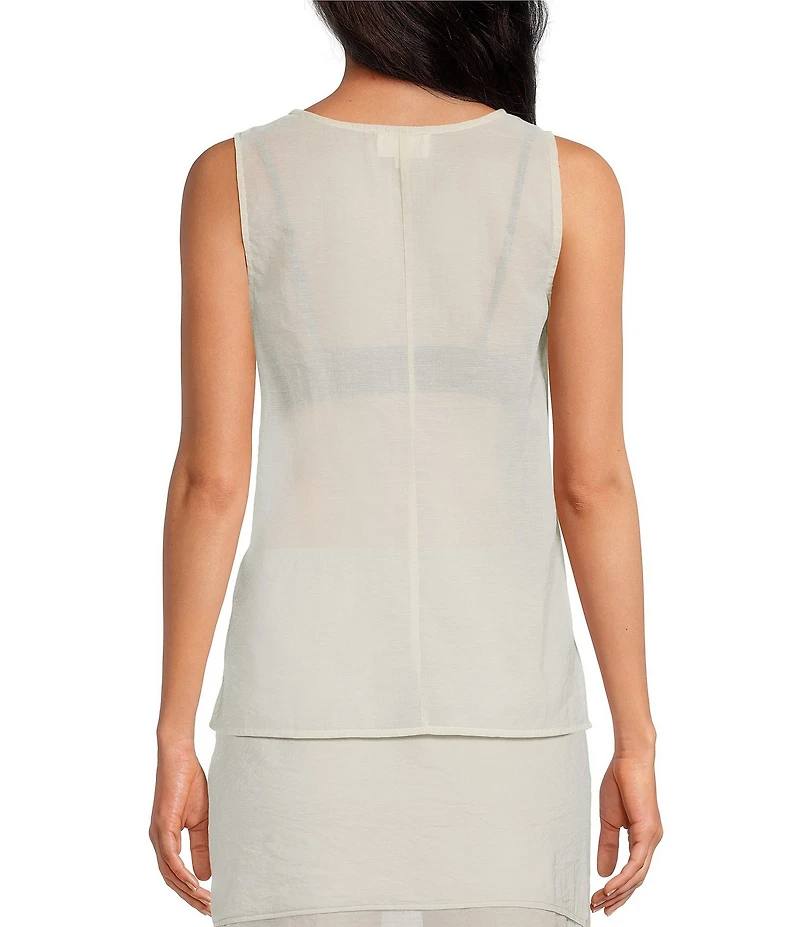 A.Ren Camille Round Neck Sleeveless Sheer Coordinating Top