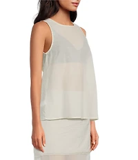 A.Ren Camille Round Neck Sleeveless Sheer Coordinating Top