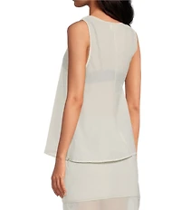 A.Ren Camille Round Neck Sleeveless Sheer Coordinating Top