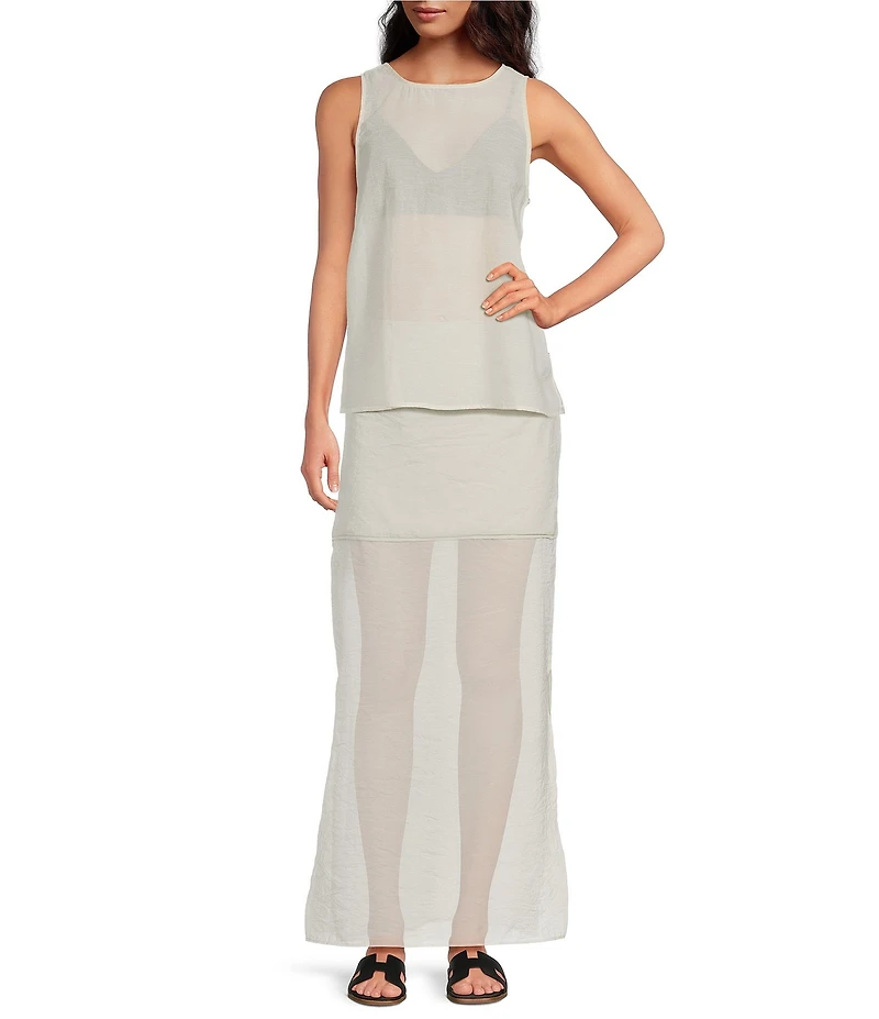 A.Ren Camille Round Neck Sleeveless Sheer Coordinating Top