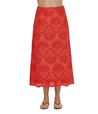 A.Ren Cannes Eyelet Scallop Hem Coordinating Midi Skirt