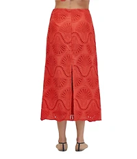 A.Ren Cannes Eyelet Scallop Hem Coordinating Midi Skirt