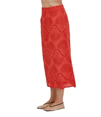 A.Ren Cannes Eyelet Scallop Hem Coordinating Midi Skirt