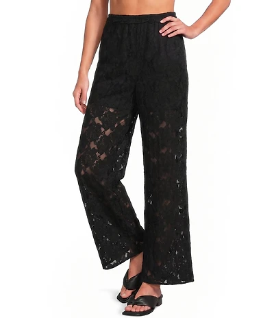 A.Ren Chantilly Lace Flared Leg Pull-On Pants