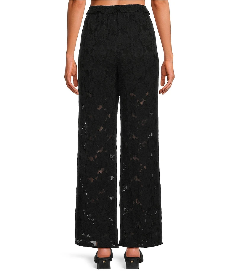 A.Ren Chantilly Lace Flared Leg Pull-On Pants