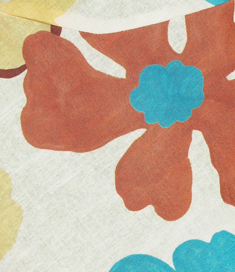 A.Ren Cosima Floral Print Round Neck Sleeveless Linen Blend Maxi Dress