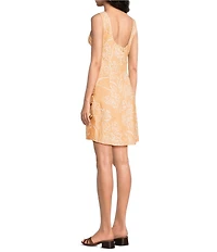 A.Ren Evanthe Floral Print Round Neck Sleeveless Linen Mini Dress
