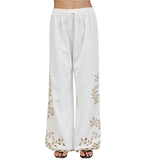 A.Ren Felicity Embroidered Wide Leg Pants