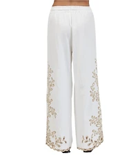 A.Ren Felicity Embroidered Wide Leg Pants