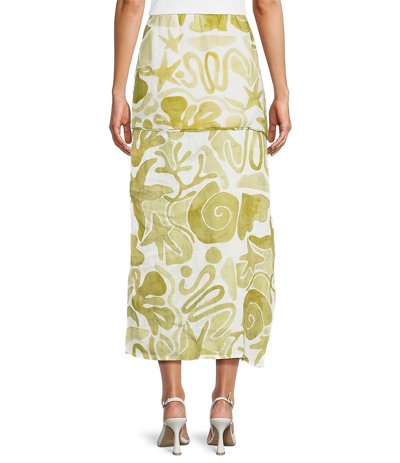 A.Ren Irisa Printed Half Sheer Woven Maxi Skirt