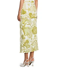 A.Ren Irisa Printed Half Sheer Woven Maxi Skirt