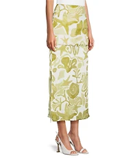 A.Ren Irisa Printed Half Sheer Woven Maxi Skirt