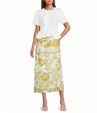 A.Ren Irisa Printed Half Sheer Woven Maxi Skirt