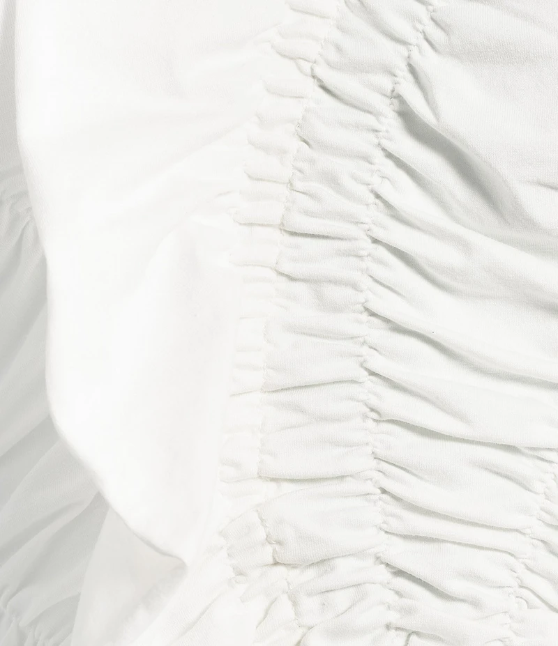 A.Ren Juliette Smocked Round Neck Short Sleeve Knit Top