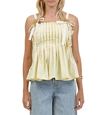 A.Ren Noelle Square Neck Sleeveless Pleated Top