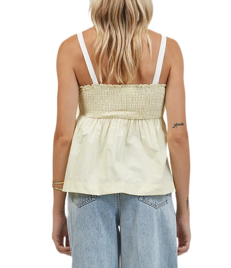A.Ren Noelle Square Neck Sleeveless Pleated Top
