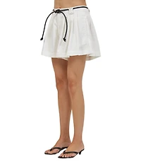 A.Ren Piper Waist Tie Wide Leg Linen Shorts