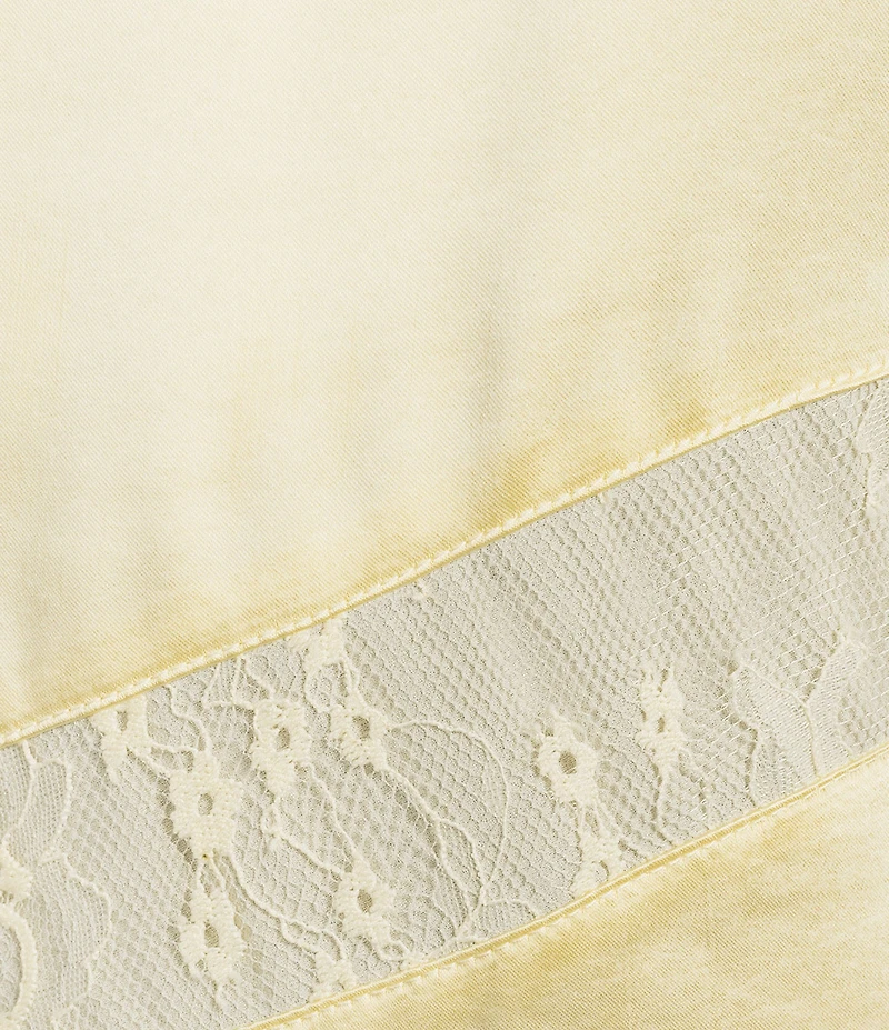 A.Ren Sabrin Crew Neckline Sleeveless Asymmetrical Lace Design Coordinating Satin Top