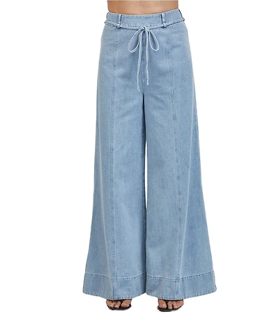 A.Ren Sainte Coordinating Denim Wide Leg Flared Back Zip Pants